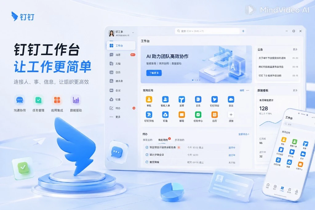钉钉网页版工作台界面展示图